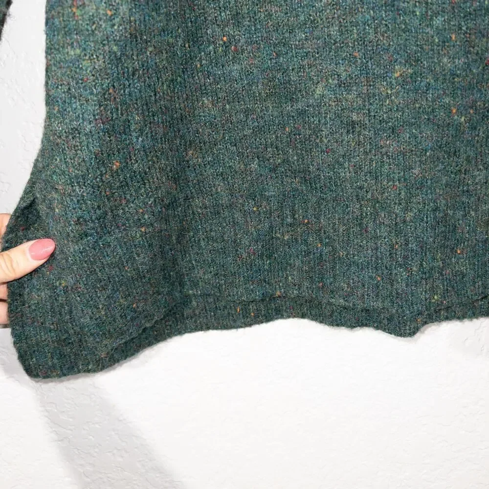New Well Worn Green Wool Blend Nep Yarn Mock Neck‎ Sweater Size XL